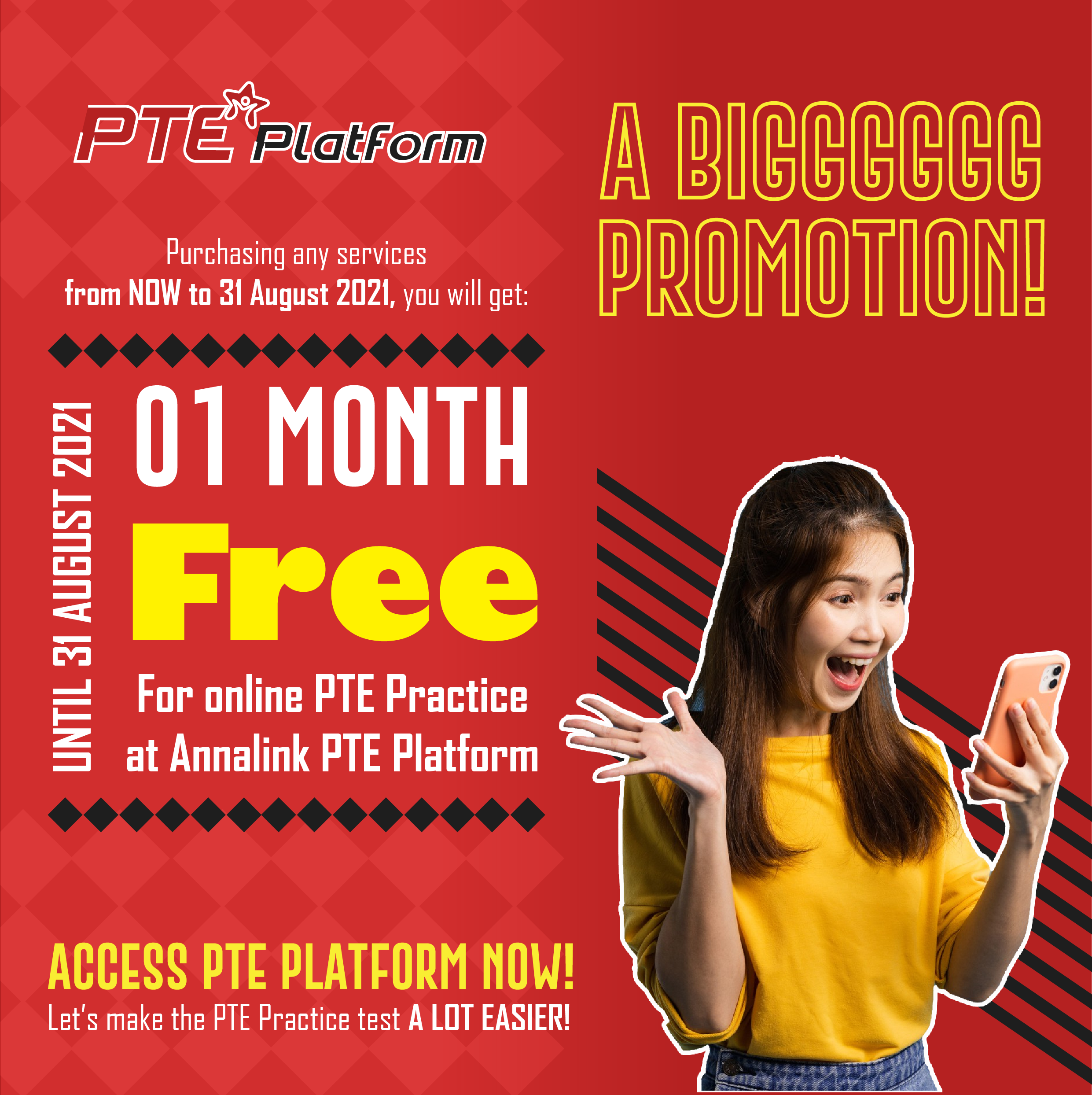 A BIGGGGGG PROMOTION! 1 Month Free For PTE Practices At Annalink PTE Platform
